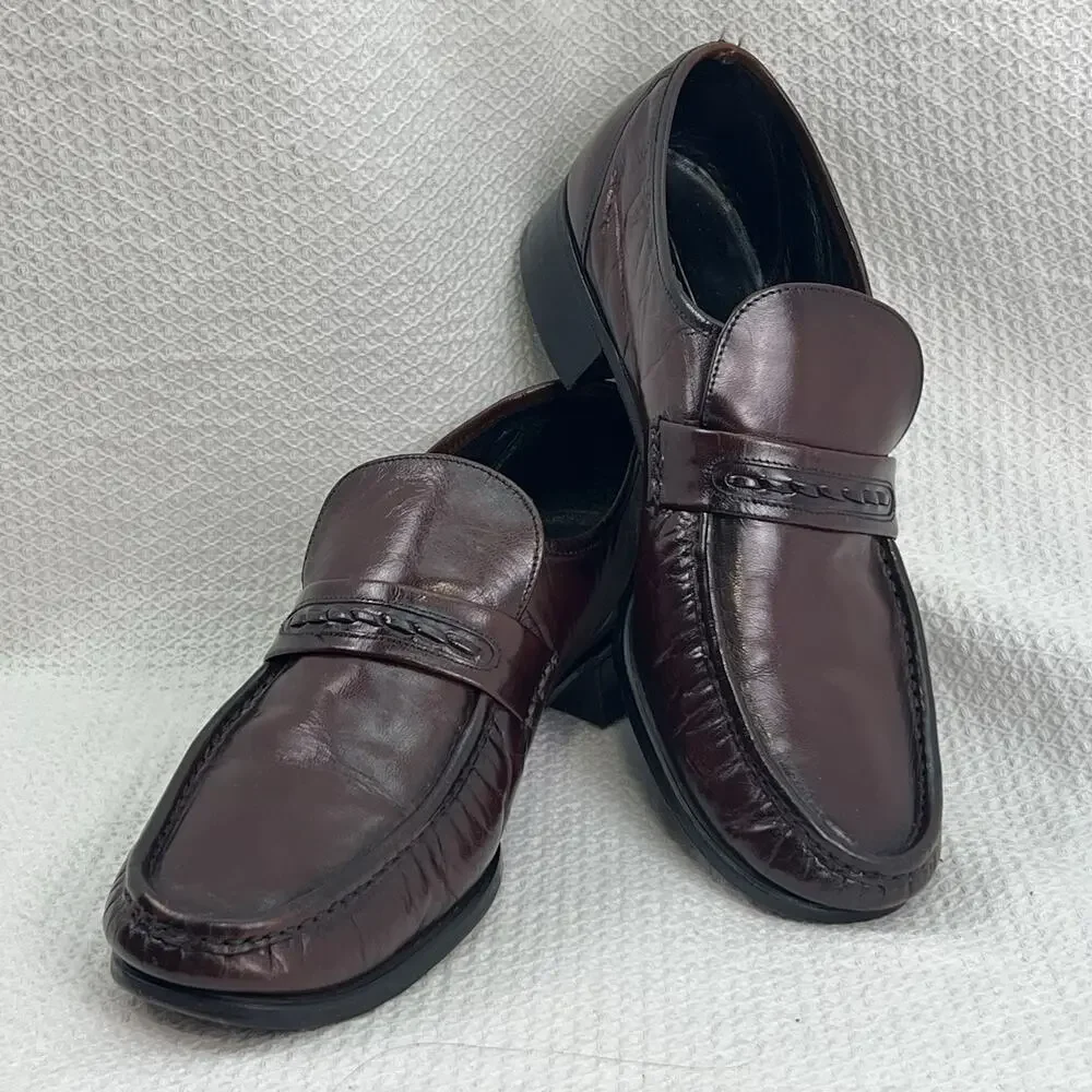 Florsheim Imperial 75370 Men’s 11E Burgundy Leather Penny Loafers Dress Shoes